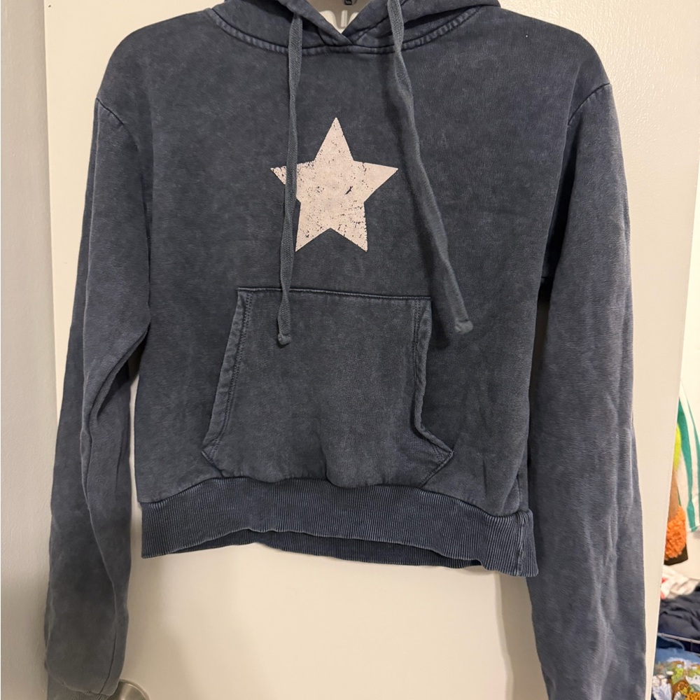 Bershka Blue Hoodie with Star Design